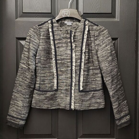 Vince Fringe Trim Bouclé Jacket - Picture 2 of 16